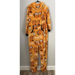 Garfield Movie One Piece Pajamas‎ XL (16-18) Fleece Zip Halloween Costume